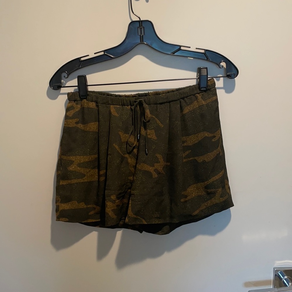 Haute Hippie silk camo shorts with drawstring